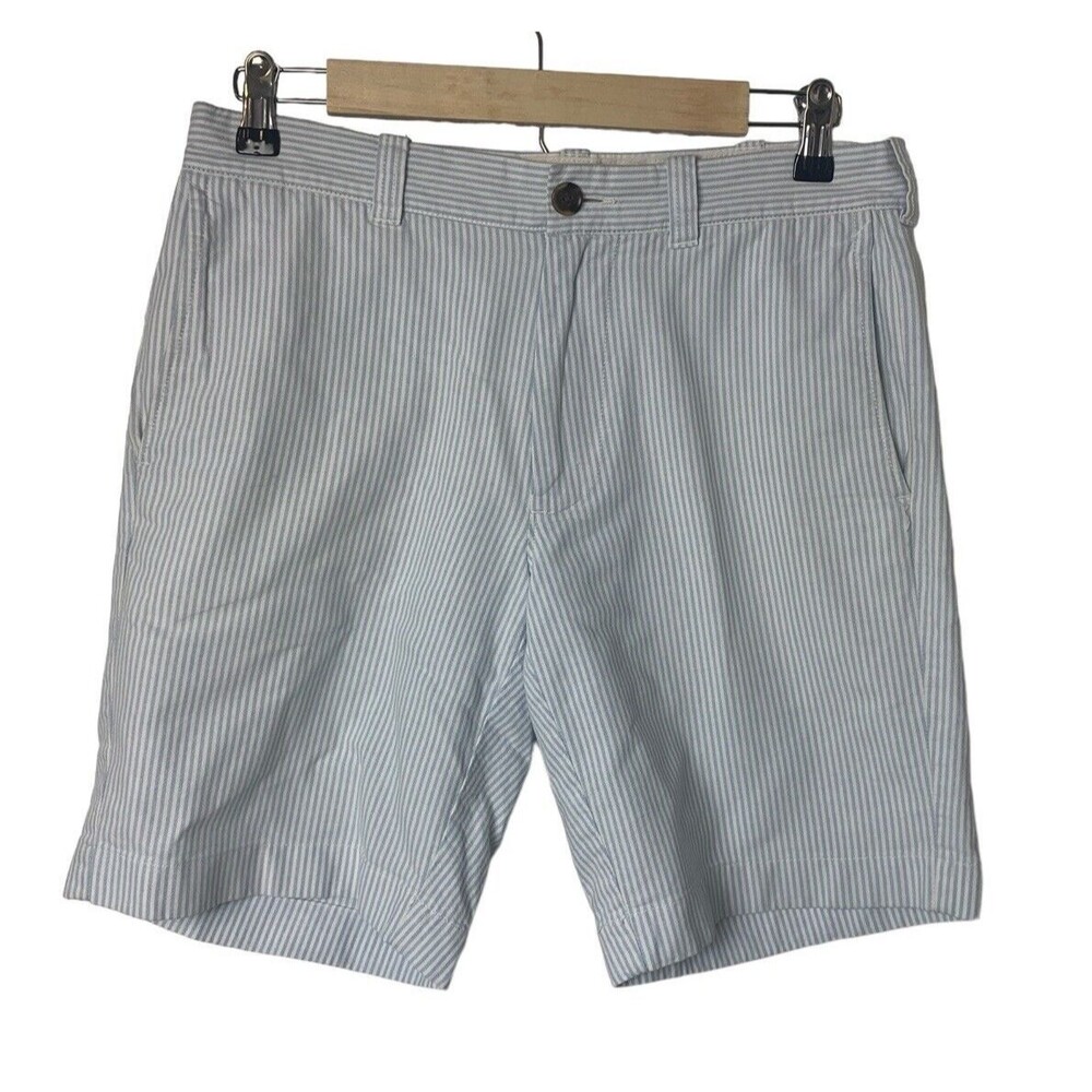 J. CREW Gramercy Chino Shorts Men's Size 30 Blue White Striped Twill Preppy